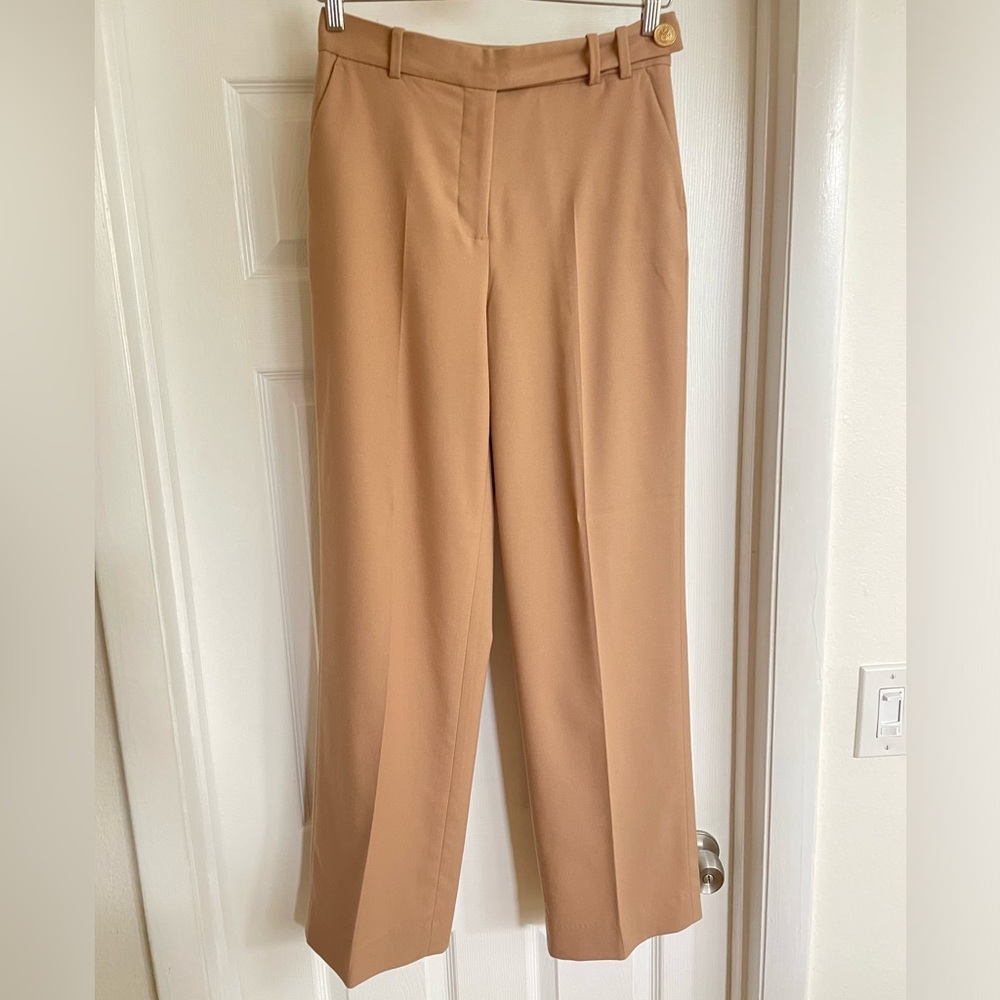 Zara. Buttoned Wide Leg Pants. Beige. Size XS